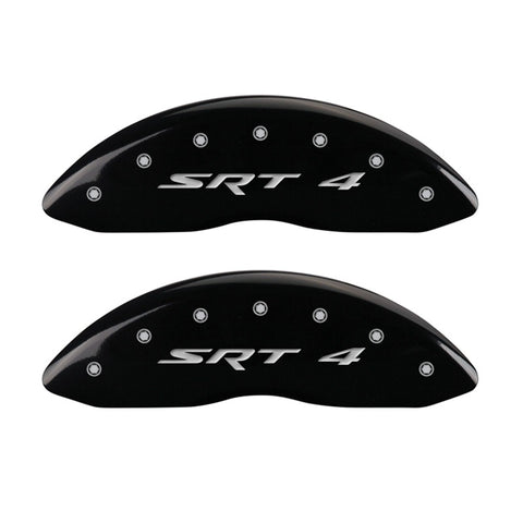 MGP Front set 2 Caliper Covers Engraved Front SRT4 Black finish silver ch - 12002FSR4BK