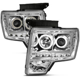 ANZO 2009-2014 Ford F-150 Projector Headlights w/ Halo Chrome (CCFL) G2 - 111297