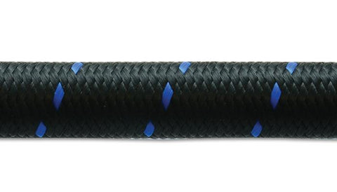 Vibrant -10 AN Two-Tone Black/Blue Nylon Braided Flex Hose (5 foot roll) - 11990B