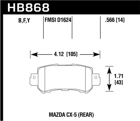 Hawk 17-18 Mazda CX-3 Sport LTS Rear Street Brake Pads - HB868Y.566