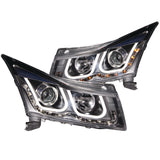 ANZO 2011-2015 Chevrolet Cruze Projector Headlights w/ U-Bar Black - 121462