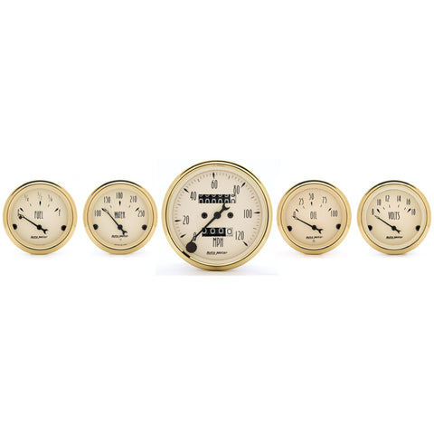 Autometer Golden Oldies 5 piece Kit (Mech Speed/Elec Oil Press/Water Temp/Volt/Fuel Level) - 1501