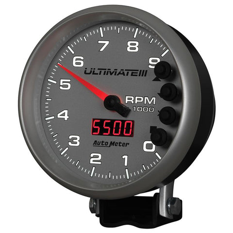 Autometer 5 inch Ultimate III Playback Tachometer 9000 RPM - Silver - 6882