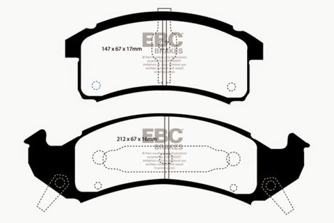 EBC 92-93 Buick Le Sabre (FWD) 3.8 Redstuff Front Brake Pads - DP31271C