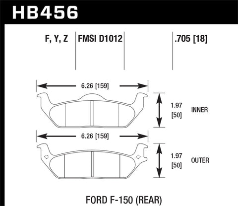 Hawk 04-11 Ford F-150 /  06-08 Lincoln Mark LT Rear HPS Street Brake Pads - HB456F.705