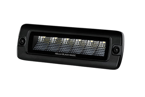 Hella Universal Black Magic 6 L.E.D. Flush Mount Mini Light Bar - Flood Beam - 358176221
