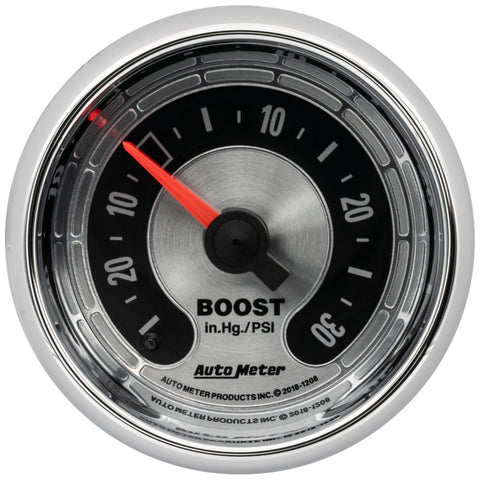 Autometer American Muscle 2-1/16in Full Sweep Mechanical 30 In Hg Vac/30PSI Boost Vacuum Gauge - 1208