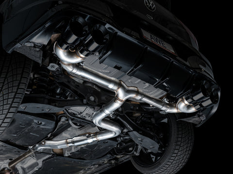 AWE Tuning MK8 Volkswagen Golf R 3in Track Edition Quad Exhaust - Diamond Black Tips - 3020-43658