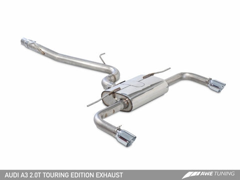 AWE Tuning Audi 8V A3 Touring Edition Exhaust - Dual Outlet Diamond Black 90 mm Tips - 3015-32058