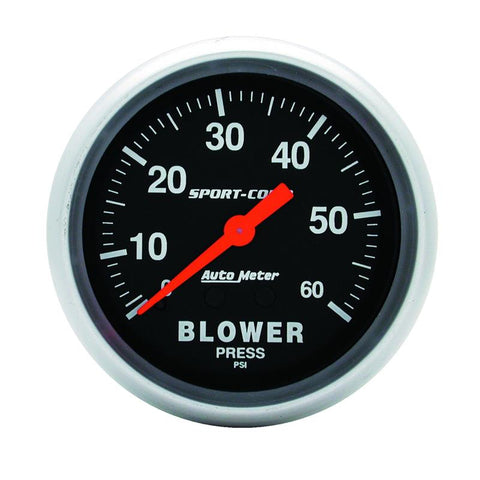 Autometer Sport Comp Mechanical 2 5/8in 60 psi Blower Pressure Gauge - 3402