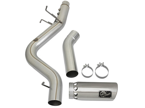 aFe ATLAS 5in DPF-Back Aluminized Steel Exhaust System w/Polished Tips 2017 GM Duramax 6.6L (td) L5P - 49-04085-P