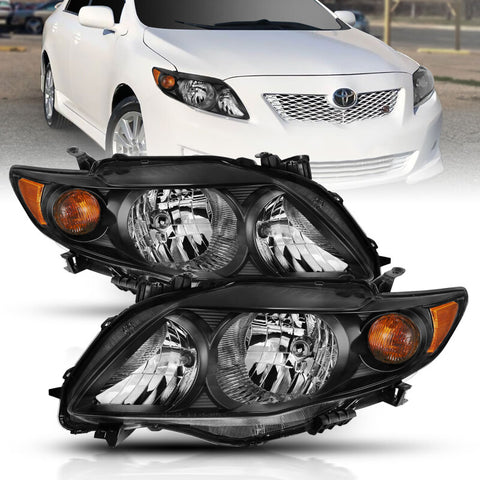 ANZO 2009-2010 Toyota Corolla Crystal Headlight Black Amber - 121541