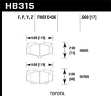 Hawk 95-98 Toyota Tacoma HPS 5.0 Front Brake Pads - HB315B.669