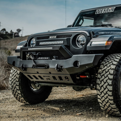Westin 18-20 Jeep Wrangler WJ2 Full Width Front Bumper w/LED Light Bar Mount Textured Black - 59-80125