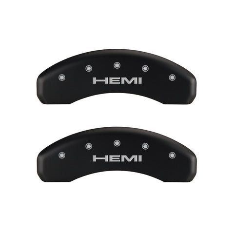 MGP 4 Caliper Covers Engraved Front & Rear Hemi Red finish silver ch - 12088SHEMRD
