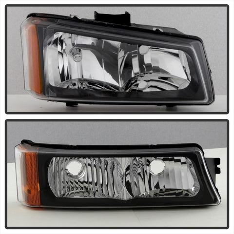 xTune Chevy Silverado 2500HD 03-06 Crystal Headlights w/ Bumper Lights Black HD-JH-CSIL03-AM-BK-SET - 5069801
