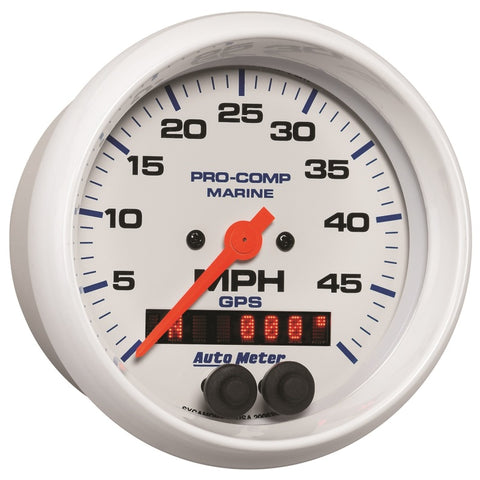 Autometer Marine White 3 3/8in 50MPH GPS Speedometer Gauge - 200635