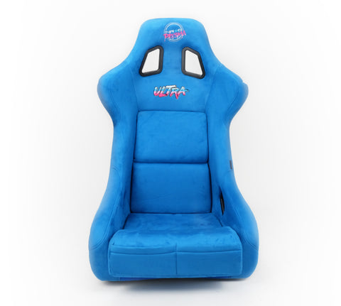 NRG FRP Bucket Seat ULTRA Edition - Large (Blue Alcantara/Gold Glitter Back) - FRP-302BL-ULTRA