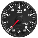 Autometer Spek-Pro Black 2 1/16 inch 8K RPM Tach w/ Shift Light and Peak Memory - P334328