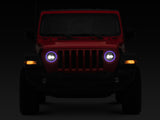Raxiom 18-22 Jeep Wrangler JL/JT Axial 9-Inch LED Headlights w/RGB Halo- Black Housing (Clear Lens) - J142668