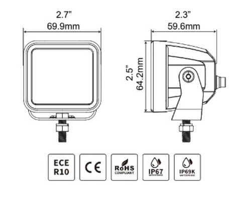 Go Rhino Xplor Blackout Series Cube LED Flood Light Kit (Surface/Threaded Stud Mnt) 2x2 - Blk (Pair) - 750200321FCS