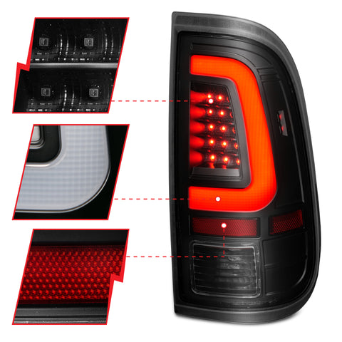 ANZO 2008-2016 Ford  F-250  LED Tail w/ Lights Bar Black Housing Smoke Lens - 311379