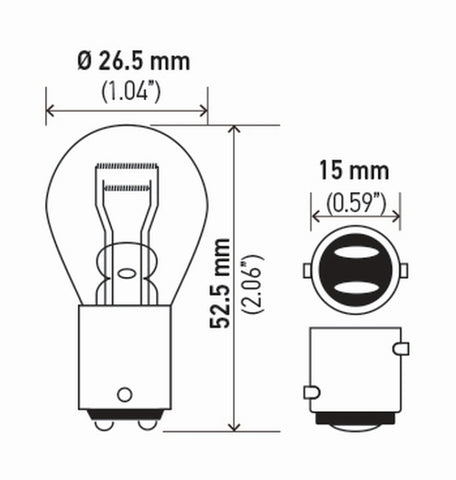 Hella Bulb 7225 12V 21/4W Baz15D S8 (2) - 7225TB