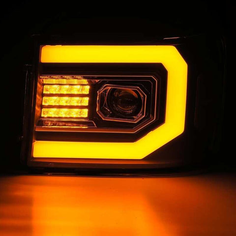 AlphaRex 07-13 GMC 1500HD PRO-Series Proj Headlights Plank Style Matte Blk w/Activ Light/Seq Signal - 880606