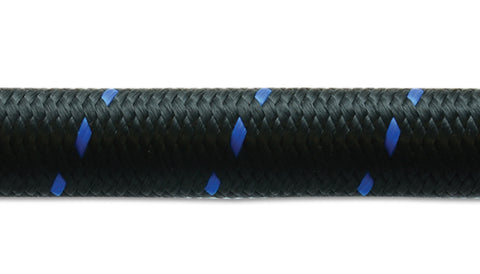Vibrant -8 AN Two-Tone Black/Blue Nylon Braided Flex Hose (2 foot roll) - 11958B