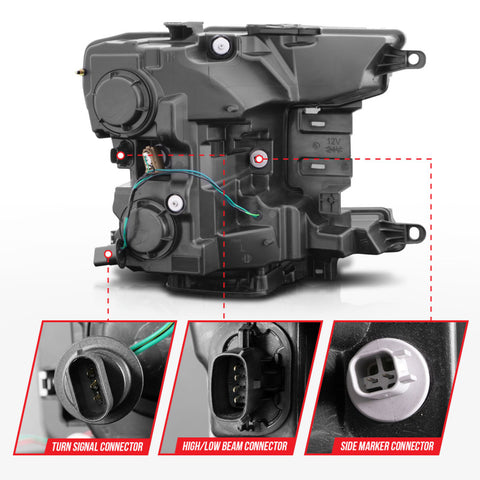 ANZO 2018-2020 Ford F-150 Projector Headlight w/ Plank Style Switchback Black Housing - 111509