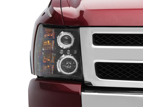 Raxiom 07-13 Silverado 1500 Super White LED Halo Projector Headlights- Black Housing (Clear Lens) - S112717