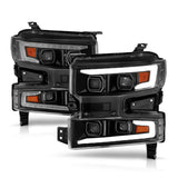 ANZO 19-22 Chevrolet Silverado 1500 LED Proj HL w/Lgt Bar SwBk Seq. Blk w/In. Light - Passenger Side - 111566-R