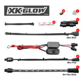 XK Glow Strips Single Color XKGLOW LED Accent Light Motorcycle Kit Light Blue - 8xPod + 2x8In - XK034001-AB
