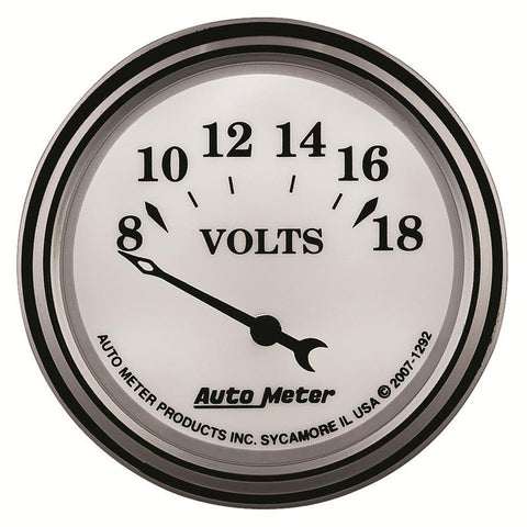 AutoMeter Gauge Voltmeter 2-1/16in. 18V Elec Old Tyme White II - 1292