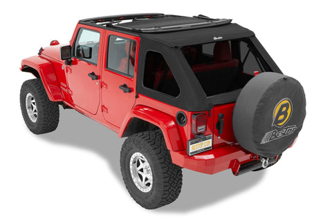 Bestop 07-18 Jeep Wrangler JK 4-Door A-Top Trektop (Prem Blk Twill Tinted Windows No Door Skins) - 59723-17