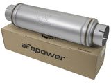 aFe ATLAS Aluminized Steel Muffler 5in Center/Center 24in L x 7in Diameter - Round Body - 49M00023