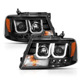ANZO 2004-2008 Ford F-150 Projector Headlights w/ U-Bar Black - 111288