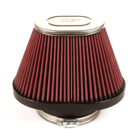 K&N Universal Chrome Filter-Oval Tapered 4in Flg ID x 5.375in Base O/S W x 3.313in Top O/S W - RC-1680