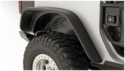 Bushwacker 07-18 Jeep Wrangler Flat Style Flares 4pc Fits 2-Door Sport Utility Only - Black - 10919-07