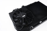 CSF 96-07 Mitsubishi Evo 4/5/6/7/8/9 Full-Slim Radiator w/12in Fan & Shroud/-16AN - Black - 7075B