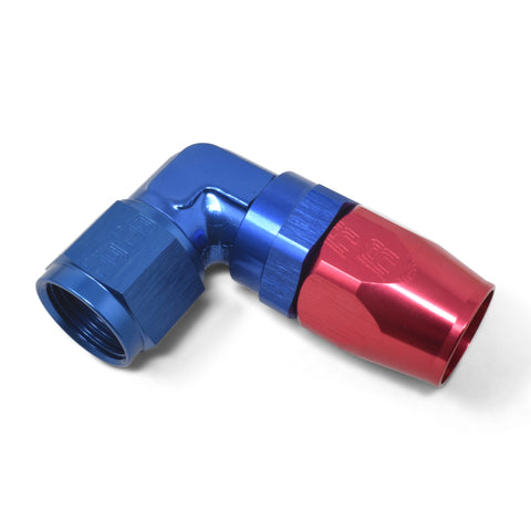 Russell Performance -8 AN Red/Blue 90 Degree Forged Aluminum Swivel Hose End - 613650