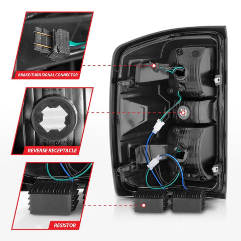 ANZO 15-19 Chevy Silverado 2500HD/3500HD (Factory Halogen Only) LED Tail Lights Smoke w/Clear Lens - 311424