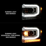 ANZO 2014-2015 GMC Sierra 1500 Projector Headlights w/ Light Bar Chrome Housing (Halogen Type) - 111514