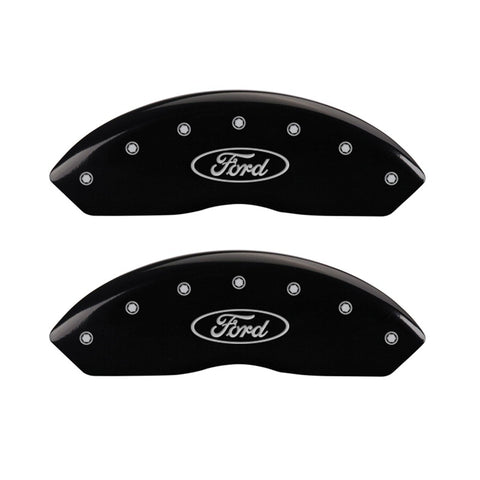 MGP Front set 2 Caliper Covers Engraved Front Oval logo/Ford Black finish silver ch - 10155FFRDBK
