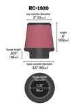 K&N Universal Clamp-On Air Filter 2-1/8in Flange 3-1/2in Base 2in Top 4in Height - RC-1920