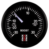 Autometer 52mm Stack Instruments -30INHG to +30PSI Mechanical Boost Gauge - Black - ST3112