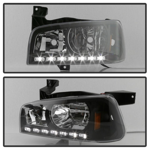 xTune Dodge Charger 06-10 1Pc LED Crystal Headlights Black HD-ON-DCH05-1PC-LED-BK - 5017635