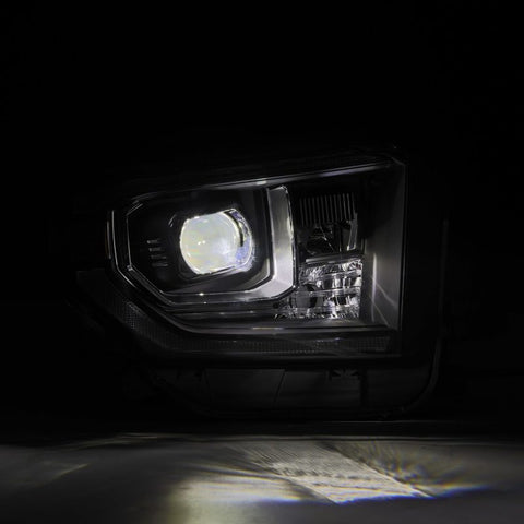 AlphaRex 14-21 Toyota Tundra LUXX-Series LED Proj Headlights Blk w/Actv Light & Seq. Sig + DRL - 880835