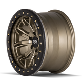 Dirty Life 9303 DT-1 17x9 / 5x127 BP / -12mm Offset / 78.1mm Hub Satin Gold Wheel - Sim. Beadlock - 9303-7973MGD12