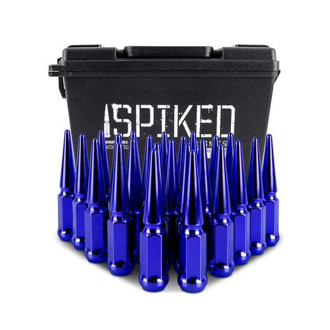 Mishimoto Mishimoto Steel Spiked Lug Nuts M14 x 1.5 24pc Set Blue - MMLG-SP1415-24BL